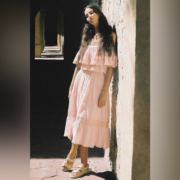 Free People X SPELL Cassie Lace gown in Petal Size XL - Picture 3 of 15